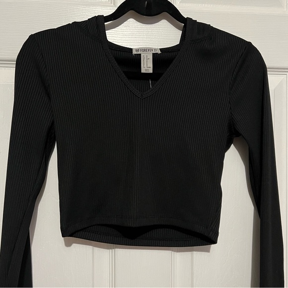 💗 *NEW* Forever 21‎ - Womans Ribbed Active Long Sleeve w/ Hood - Picture 2 of 10